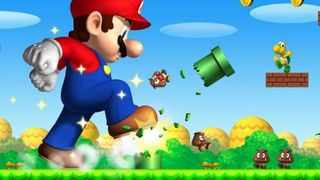 Big Mario stomping in Super Mario Bros